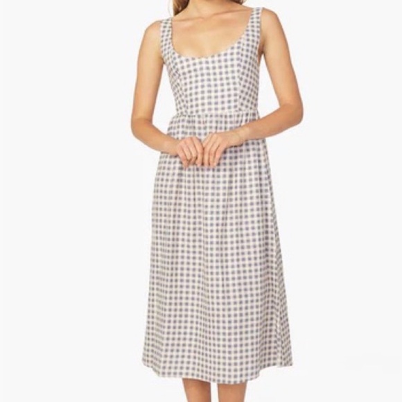WeWoreWhat Dresses & Skirts - WEWOREWHAT Checked Corset Linen Blend Midi dress